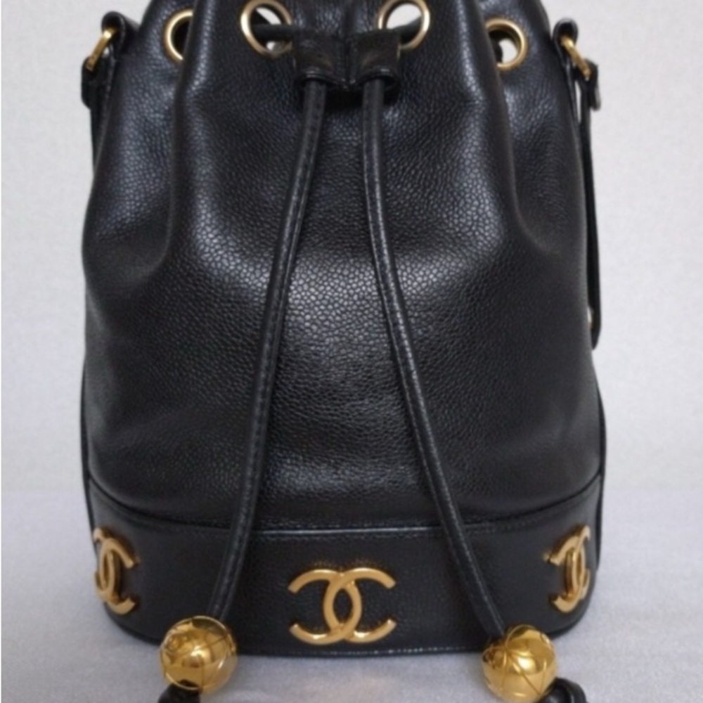 Chanel Caviar Triple CC Shoulder Bag Blk-  24K Gold plated - Vintage/w COA - Picture 3 of 10